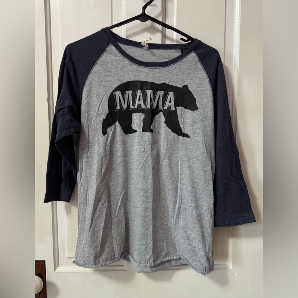 Mama Bear Raglan Long-Sleeve Tee - Gray & Navy